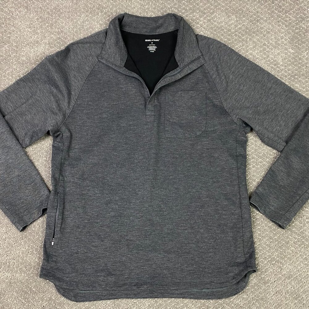 Ministry Of Supply 1/4 Zip Pullover Men's Medium Gray Fusion Double Knit Polo